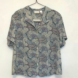Alfred Dunner WOMENS Paisley Print Short Sleeve Shirt sz 22W